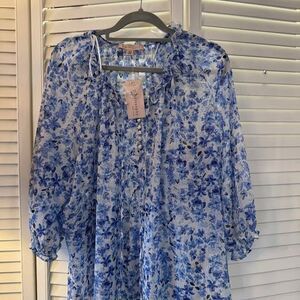 Philosophy Blue flowy top size L NWT